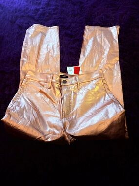 Express Metallic Rose Gold High-Waist Pants